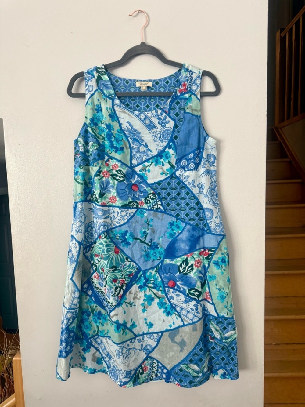 Orientique Boho Kintsugi Floral Patchwork Dress - 100% Organic Cotton 🌿